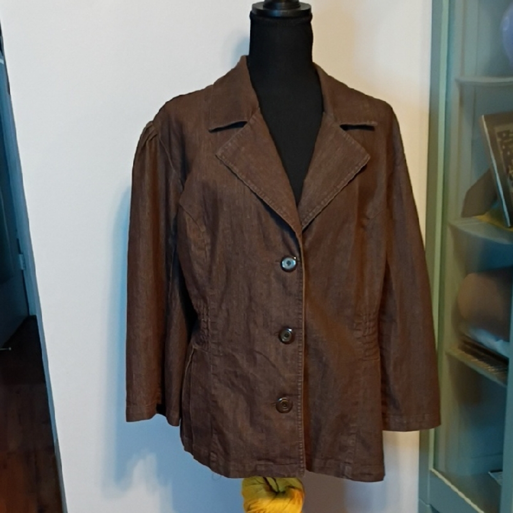 Cato Brown Denim Feel Women's Blazer Size 26/28W m